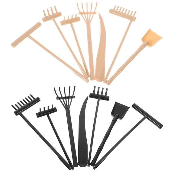 Worgeous 14-Piece Mini Plastic Garden Rakes Set for Sand Tables, Crafts, and Decorative Projects Tools
