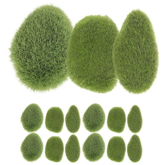 WHAMVOX Bonsai Moss Stone Decor Plastic 15Pcs 2.00X1.57X1.18in