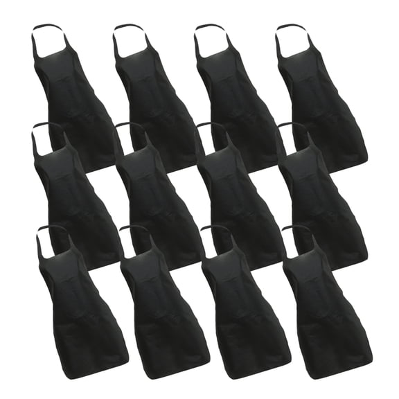 COMPUKAS 15-Pack Black Cooking Aprons for Women, Water-Resistant Non-Woven Fabric Kitchen Aprons
