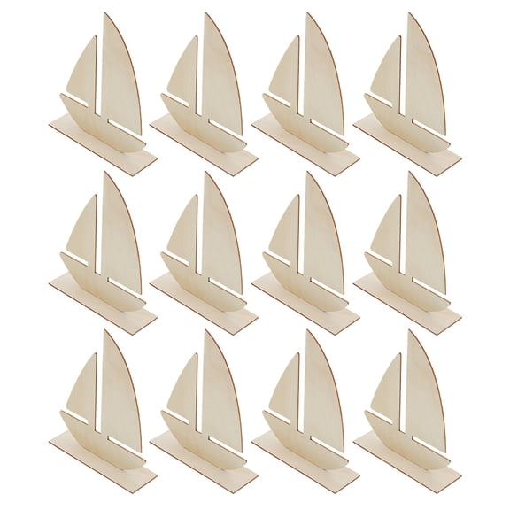 15pcs Sailboat Shape Wood Cutouts for DIY Crafts Blank Boat Projects Unfinished Wood Slices Tags for Summer Ocean Sea Home Decor