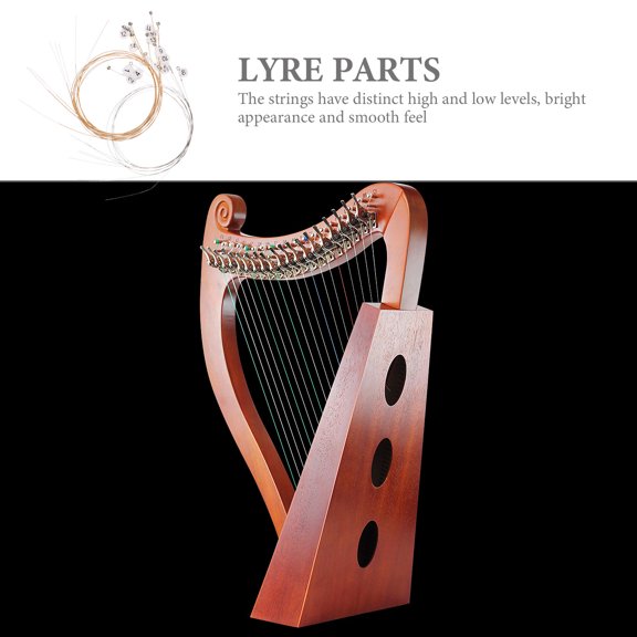 Worgeous 16-Piece Steel Lyre String Set for Replacement, Music Accessories, and Practical for Musicians