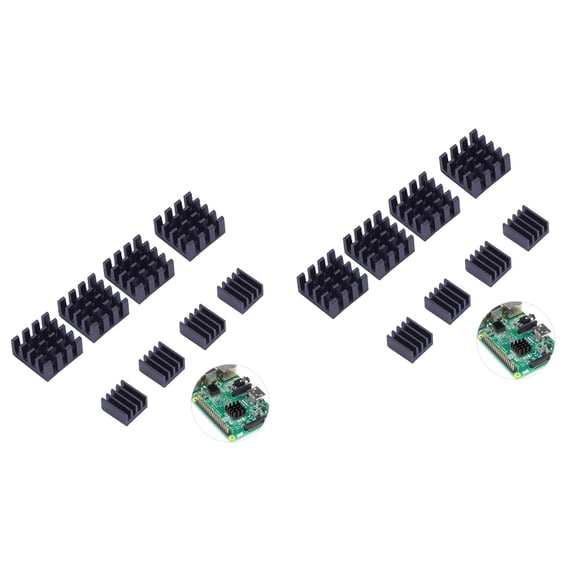 Worgeous 16 pcs Black Aluminum Heatsink Cooler Cooling Kit for 3, , Pi Model B+