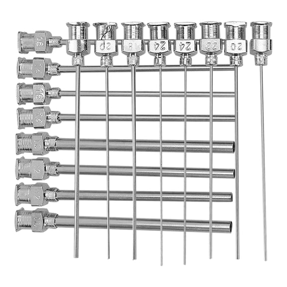 Worgeous 16pcs Stainless Steel Tips Replacement Dispenser Needles Glue Dispenser Needles