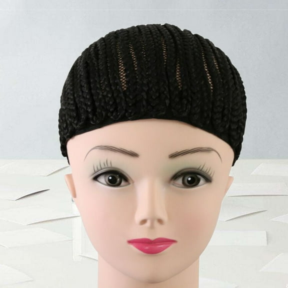 Worgeous 1PC Easier Sew Black Cornrow Braids Crochet Wig Caps Elastic Sew Dome Net Wig Caps for Making Braiding Wigs - Size