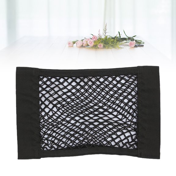 Worgeous 1PCS Car Trunk Double-Layer Net Back Storage Pouch Vehicle Sundries Organizer Black
