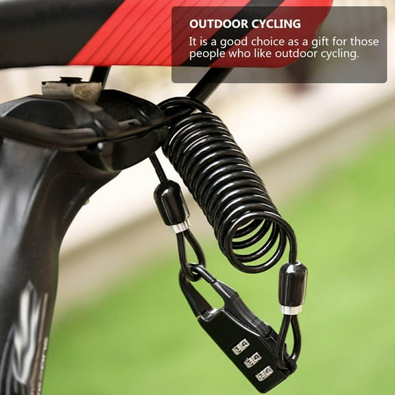 Worgeous Security Cable with Lock Portable Anti Theft Lock Zinc Alloy for Cyclists 1 Pc
