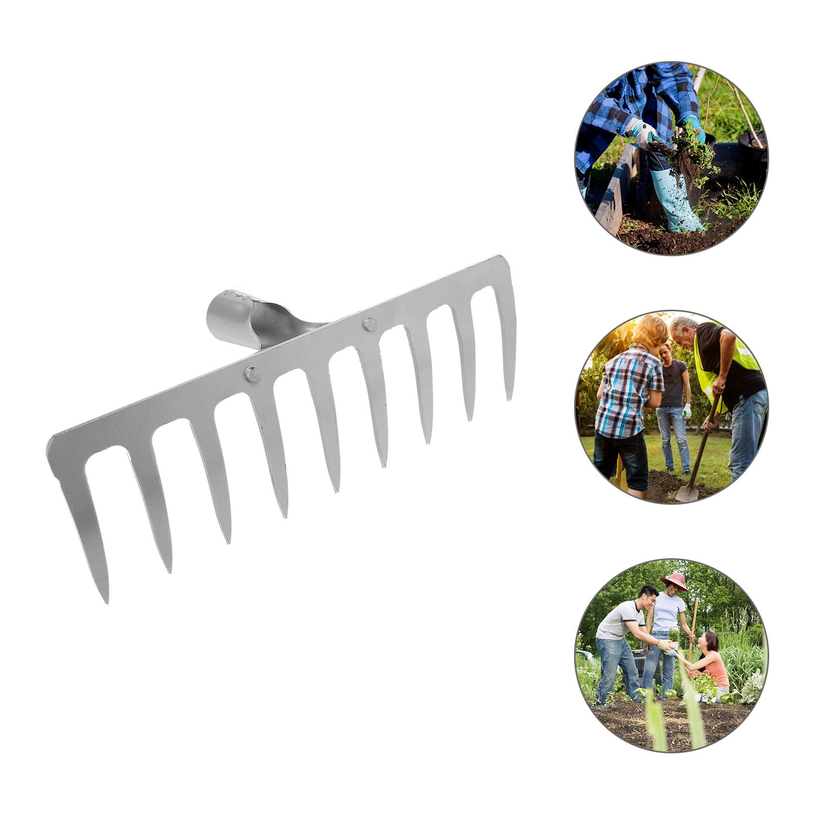 Worgeous 1Pc Garden Rake Iron Rake Nine Teeth Rake Garden Agricultural ...
