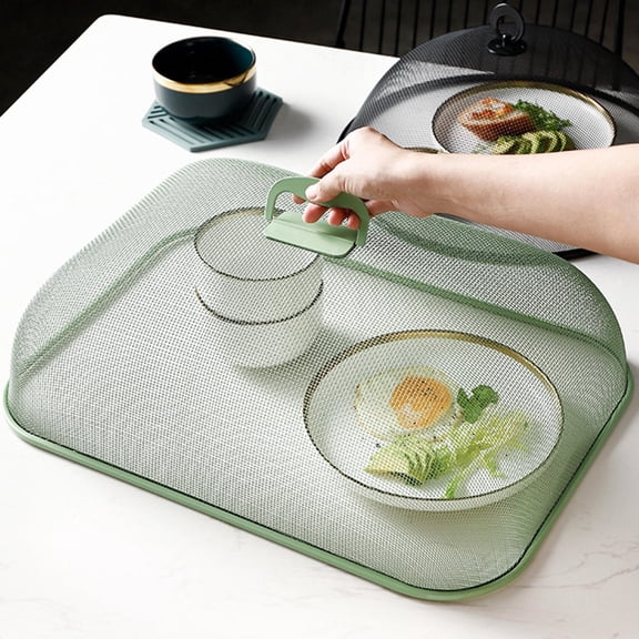Worgeous 1Pc Mesh Wire Frame Screen Vegetable Fruit Cover Table Fly Food Cover (Green)