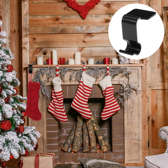 Worgeous 1Pcs Black Metal Hook for Hanging Christmas Stockings Mantle Stocking Holders for Families