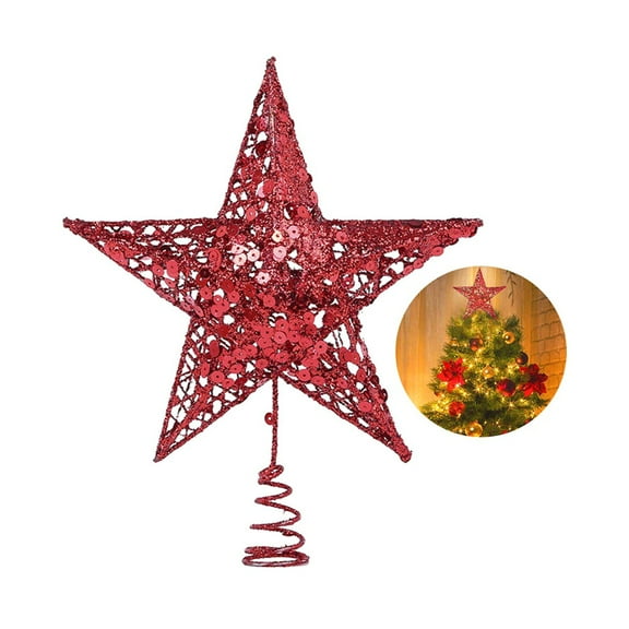Worgeous 1Pcs Red Iron Christmas Star Tree Topper for Festive and Holiday Gatherings