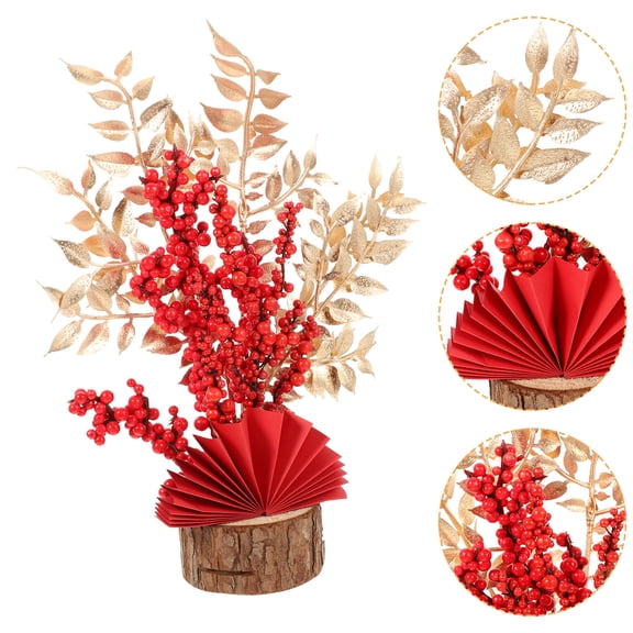 Worgeous 1Pcs Traditional Design Chinese New Year Table Decor Resin Golden Bright Red present