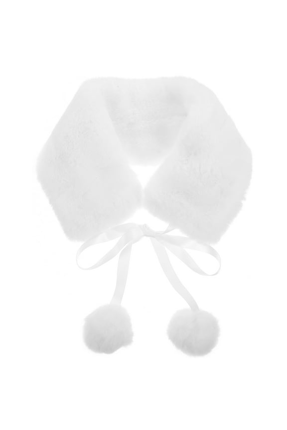 1Piece White Plush Rectangular Scarf for Women Warmth Neck Protection Winter Skiing Snowboarding