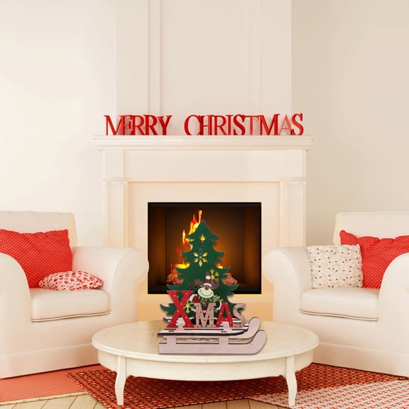 Worgeous 1Piece Wood Deer Cutouts For Store Decor Reindeer Tabletop Decor Multi Colored Sledge Shape