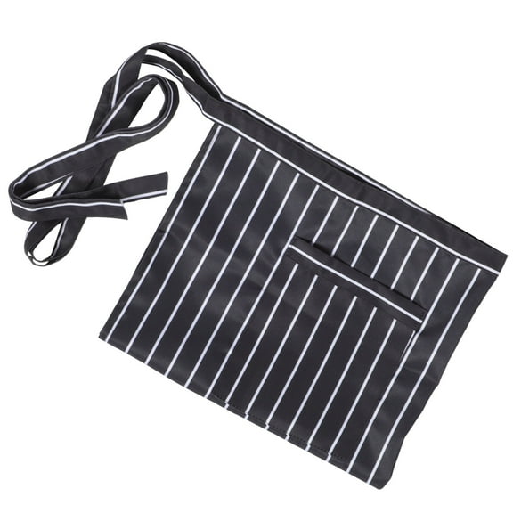 Worgeous 1Set Black Half-length Server Apron with Adjustable Waist Tie for Coffee Shop Hotel Job Workshop Cosplay