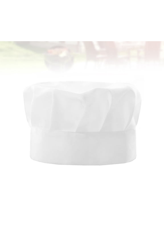 White Soft Fabric Chef Cap Adjustable Mushroom Style Hat for Kitchen and Cooking Use
