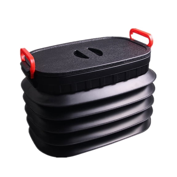 Worgeous Portable Grocery Box Foldable Case Plastic Black 1Set