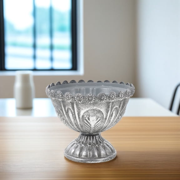 Worgeous 1Set Iron Round Flower Pot for Garden Decoration Silver Vintage Style 6.09X6.09X5.11in