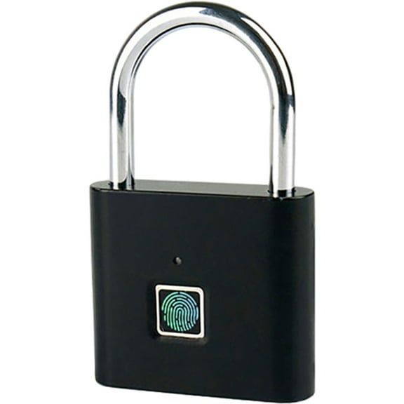 Worgeous 1Set Rectangular Black Padlock for Outdoor Use with Fingerprint Recognition Technology Small Fingerprint Lock