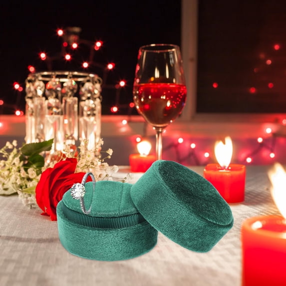 Worgeous present Packaging Jewelry Box Velour Green For Couples Engagement 1Set 2.2x1.8x1.7in