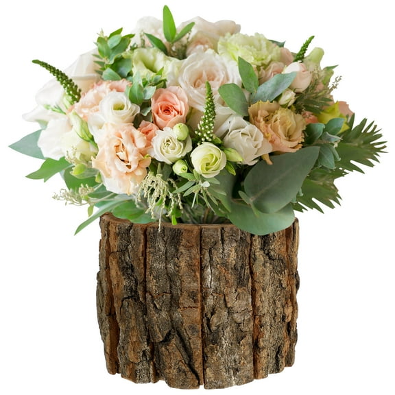 Worgeous 1Set Rustic Bucket Waterproof Synthetic Material Flower Arrangement 12.0x12.0x3.9in