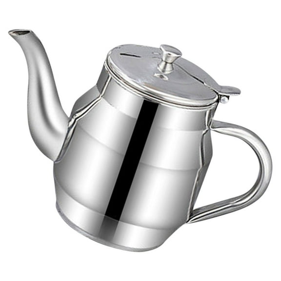 Worgeous 1Set Small Oil Container Ergonomic Handle Design Silver For Buffet