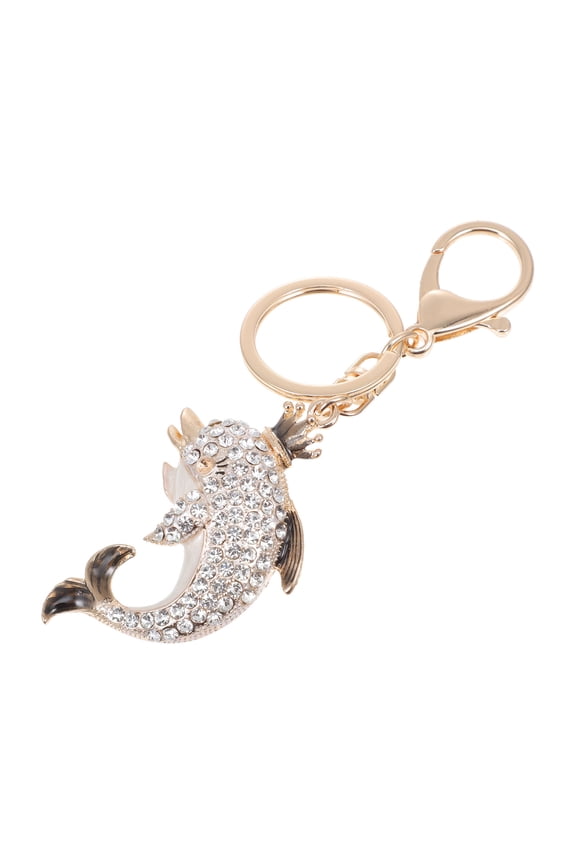 1pc Delicate Dolphin Keychain Creative Keyholder Rhinestone-embedded Keyring