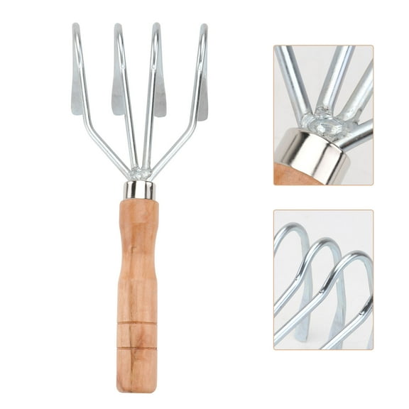 SWETRACE Garden Rake Silver Carbon Steel Wood 1Pcs 10.8x4.1in