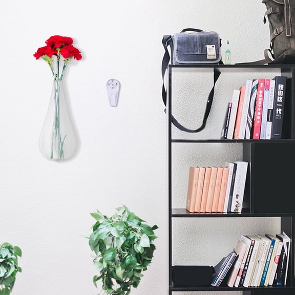 Worgeous 1pc Water Drop Shape Vase Wall Fish Tank Plant Glass Container Hydroponics Planting Bottle for Home Hotel 8x18cm