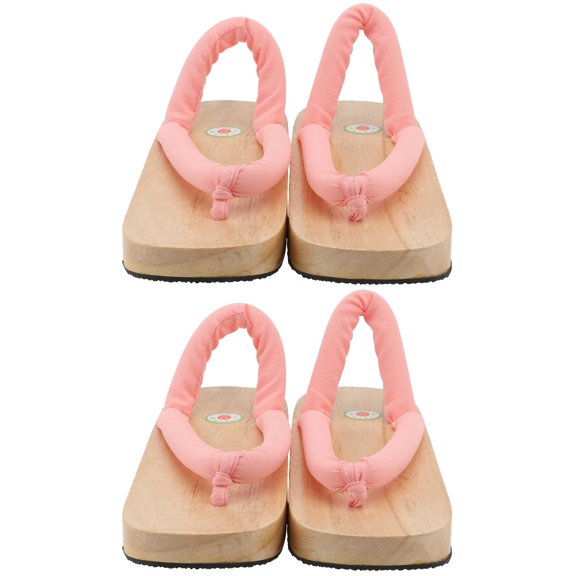 Worgeous 2 Pairs Creative Summer Women Slippers Wooden Rubber Clogs Slippers Fashion Shoes