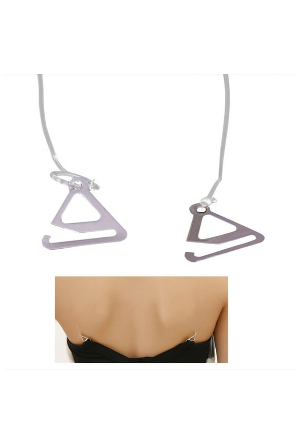 Support Larger Busts Invisible Bra Strap Silver 2 Pairs 15.7x0.9in