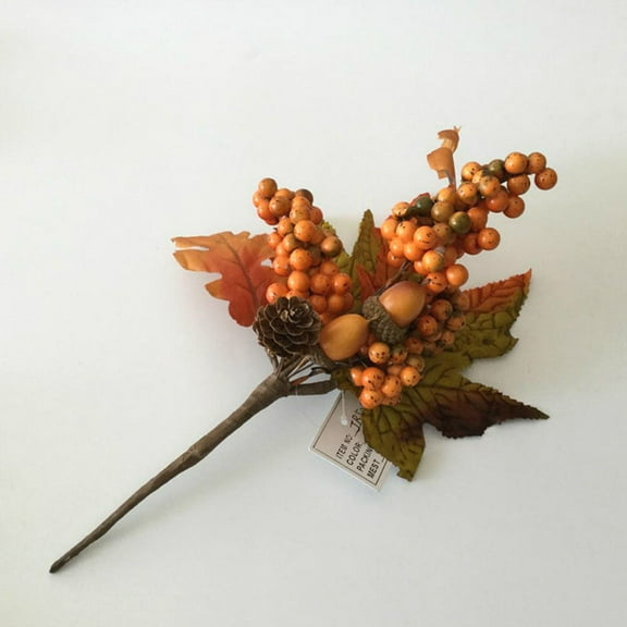 SWETRACE Artificial Berry Branches Artificial Berries Stem Fake Maple Leaf Picks Multi Foam 2Pcs