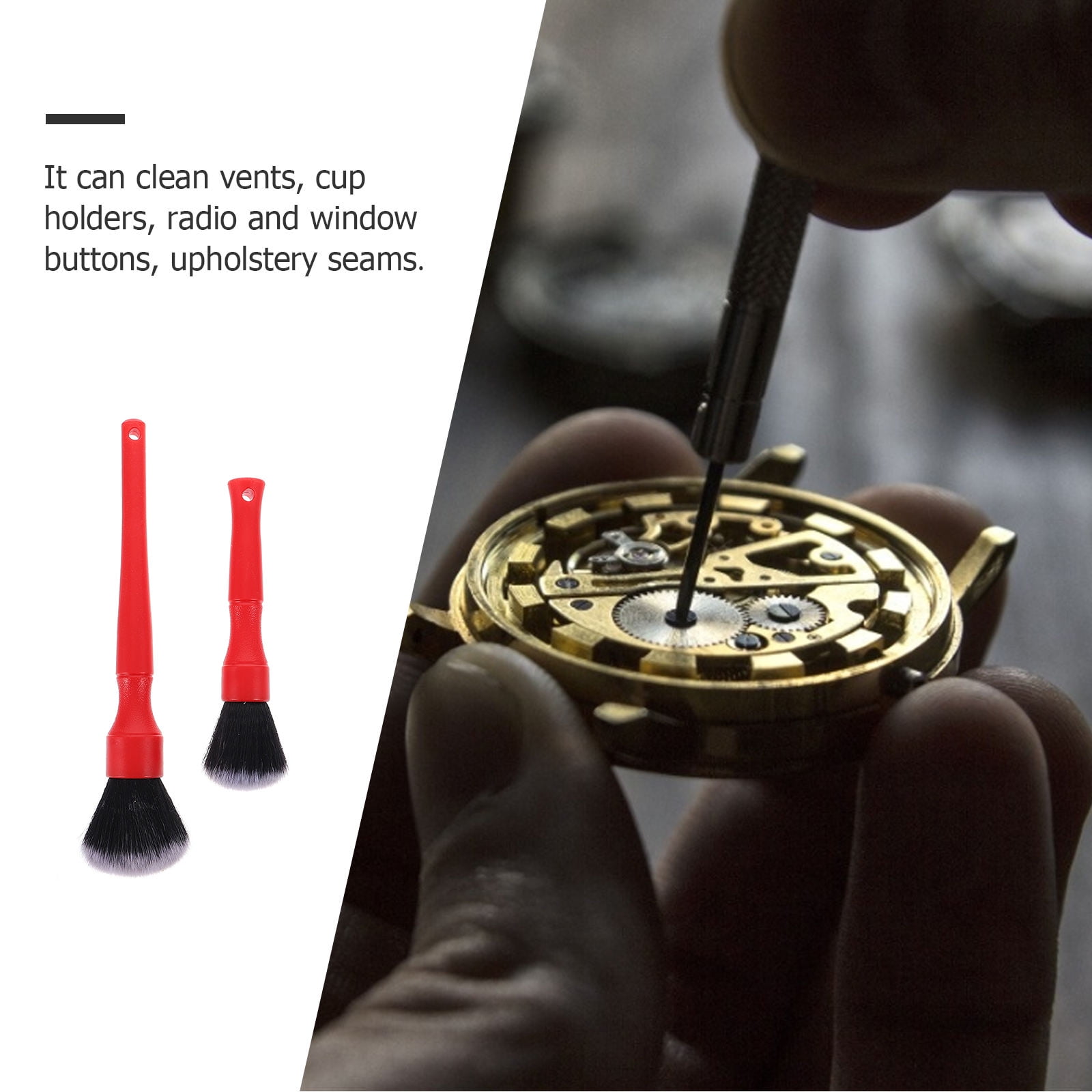 Worgeous 2 Pcs Automotive Interior Brushes Car Detailing Carpet Cars Cleaning Tools Work Red