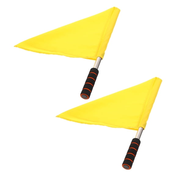 Worgeous 2 Pcs Banner Traffic Flag Linesman Flags Referee Hand Yellow
