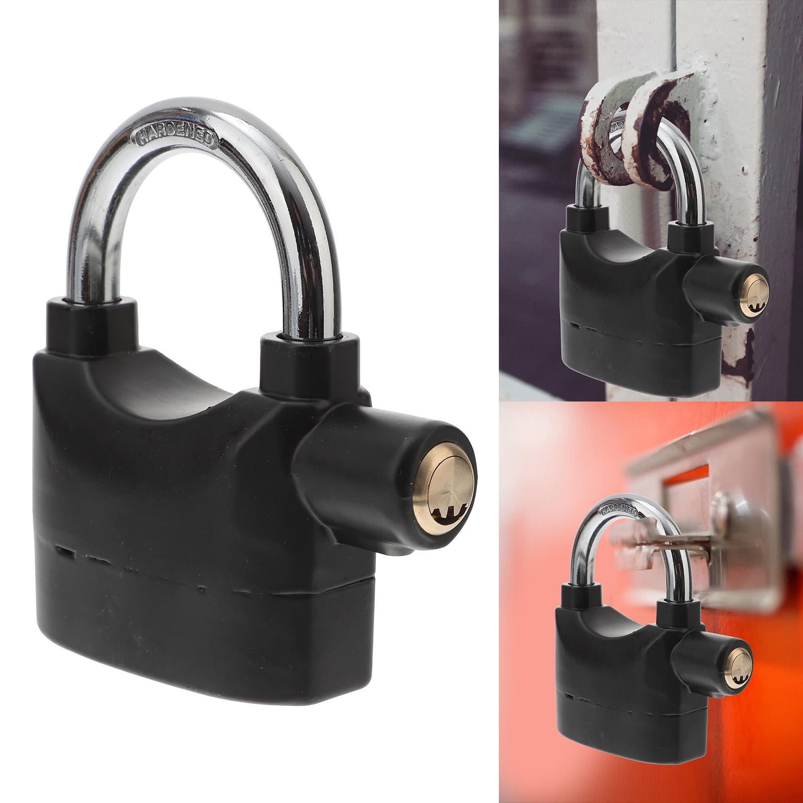 Worgeous  2 Pcs Bicycle Anti-theft Lock Bike Security Padlocks with Alarms Bride Travel Black
