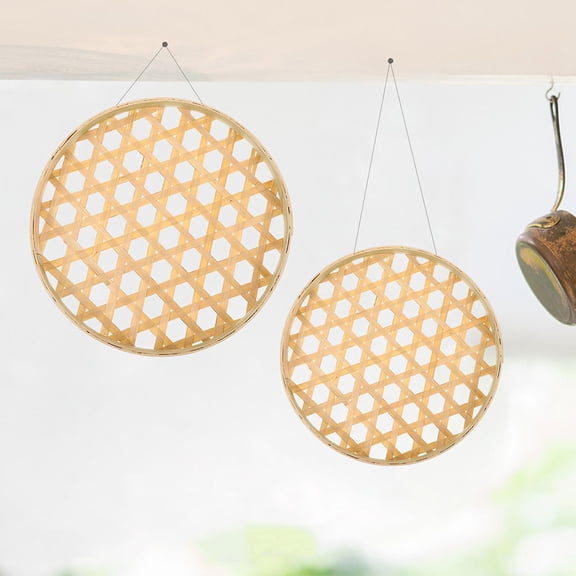 Worgeous 2 Pcs Draining Vegetable Bamboo Sieve Basket Fruit Practical