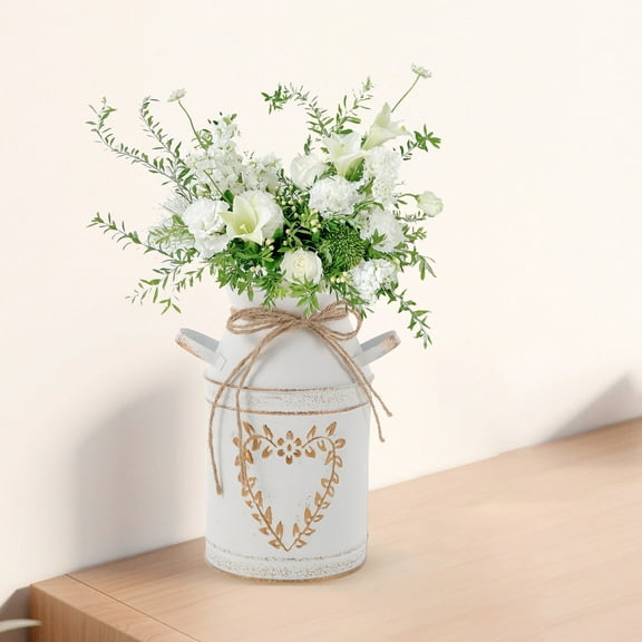 Worgeous 2 Pcs Heart-shaped Flower Instrument Milk Pitcher Rustic Kitchen Decor Vintage Vases Mother White