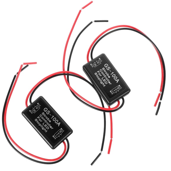 Worgeous 2 Pcs LED Controller Flasher Flashing Brake Light Module Black