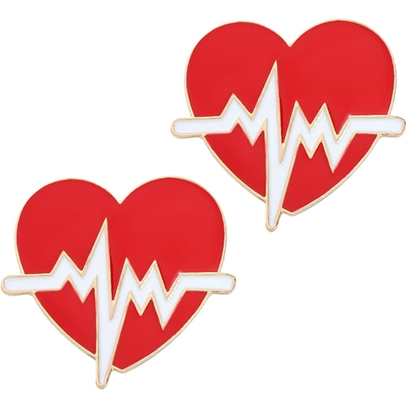 SEWCHICS Creative Brooch Pin Enameled Heart Brooch Pin Red 2Pcs Doctor