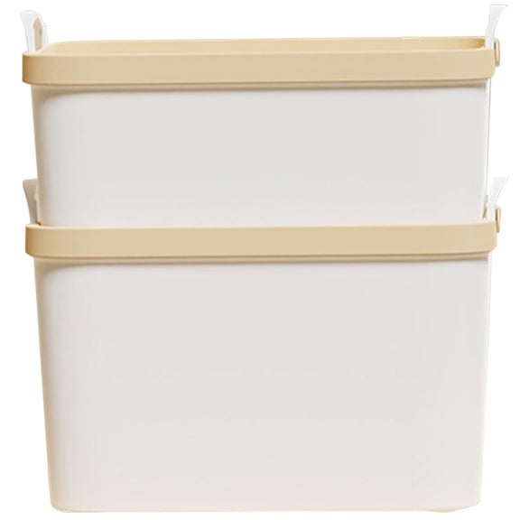 Worgeous 2 Pcs Portable Storage Box Folding Can Bin with Lid Drawers Desk Organizer Office