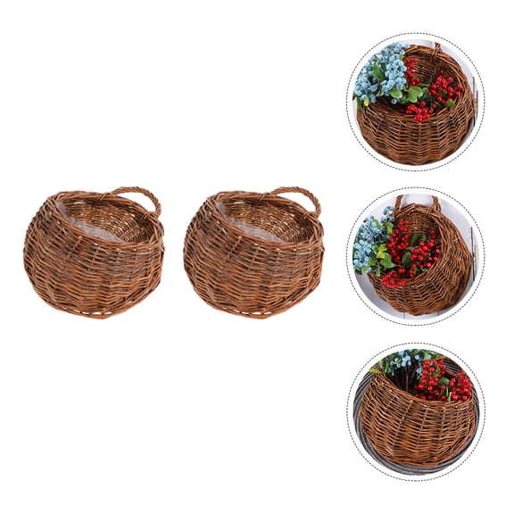 Phenofice 2-Pack Hanging Garden Baskets Rattan Woven for Outdoor Dinner & Birthday Party Decor 9.8x7.9x3.9 Inches
