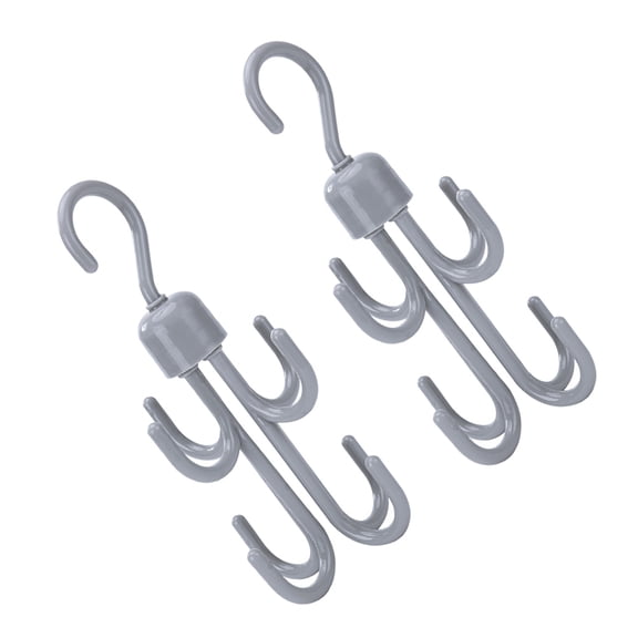Worgeous  2 Pcs Rotatable Hanging Hook Rotating Clothes Drying Rack Tie Grey