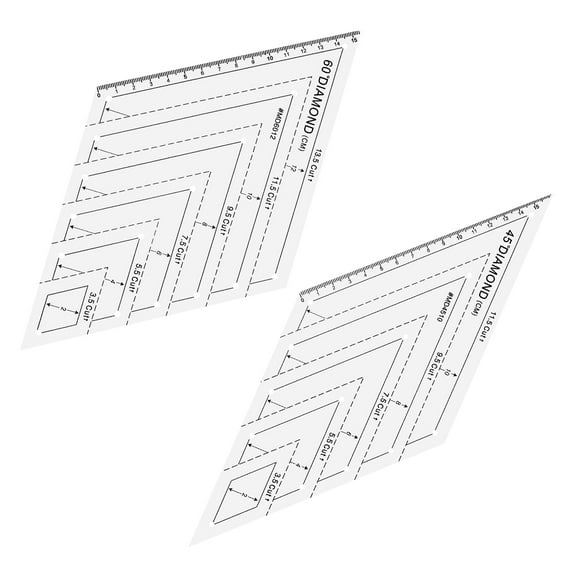 KAJNBN Tailor Sewing Ruler Plastic For Quilting Tool 2Pcs 12X5X0.08In