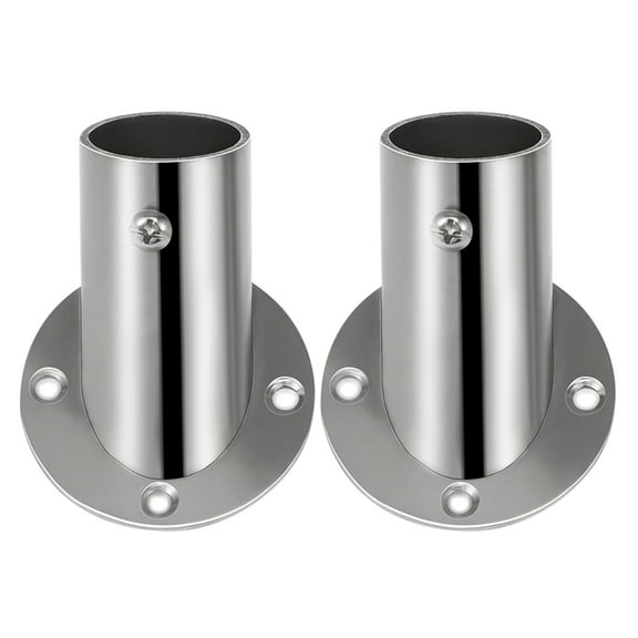 SEWCHICS Shower Room Corner Bracket Closet Pole Socket Silver Stainless Steel 2Pcs