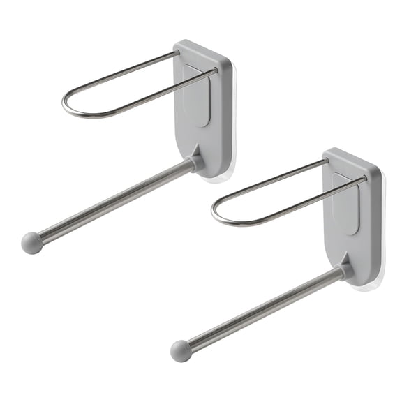 Worgeous 2 Pcs Stainless Steel Hanger Storage Rack Punch Free Wall Hanging Hanger Shelf Multi-purpose Clip Hanger Organizing Rack for Home Dorm Use (Grey)