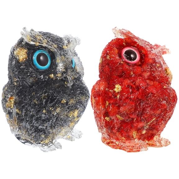 KALLORY Crystal Owl Sculpture Assorted Color Craftsmanship Decor 2Pcs