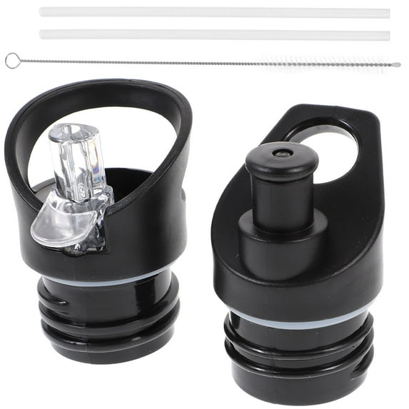 CIMAXIC Black Plastic Bottle Lid Accessories 2-Pack for Camping and Outdoor Use Replacement Caps