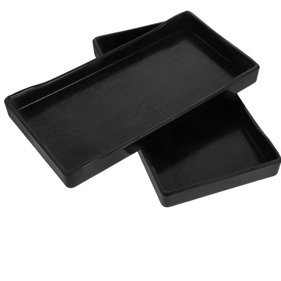 RENACLIPY Set of 2 Large Rectangular Nonslip Serving Trays for Tea and Food, Black ABS Material