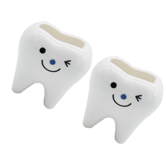 Worgeous  2 Pcs Tooth Succulent Planter Decoration Household Office White