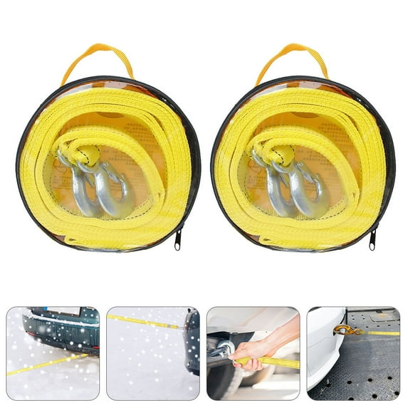 SWETRACE Iron Hook Winch Rope Yellow 2Pcs 157.20X1.57X0.08in