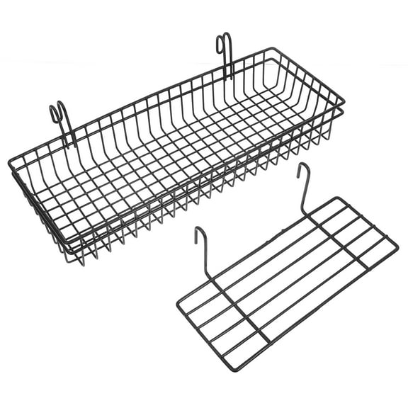 Worgeous 2 Pcs Wire Mesh Shelf Grid Metal Food Storage Rack Sock Office Black